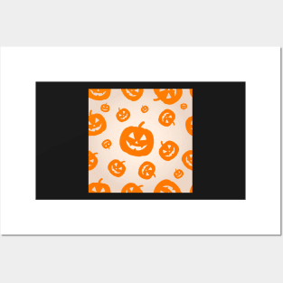 Halloween pumpkin  jack o lantern face pattern Posters and Art